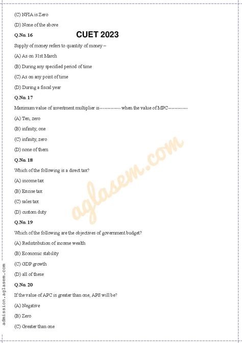 Full Download Admission Question Paper Of Cuet 