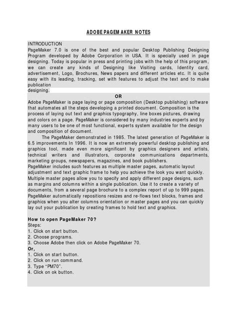 adobe pagemaker notes
