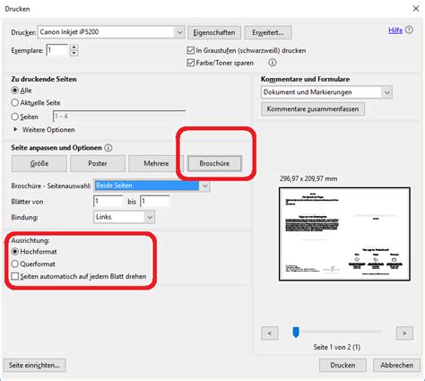 adobe reader drucker einstellen