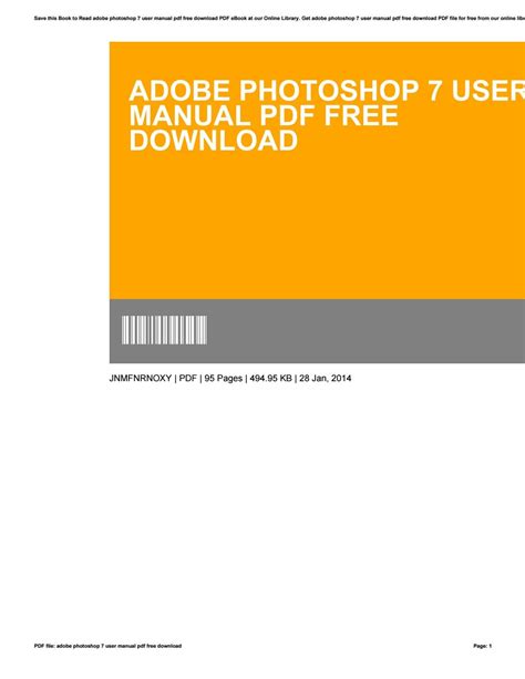 Read Online Adobe Photoshop 7 User Guide 