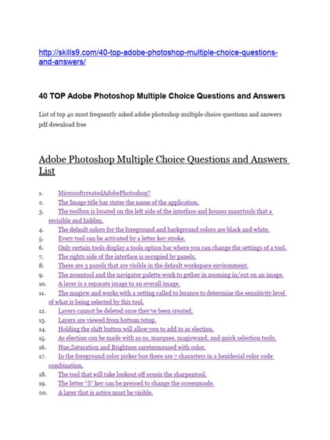 Full Download Adobe Photoshop Objective Questions And Answers 