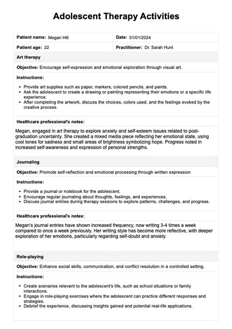 Adolescent Therapy Activities Pdf