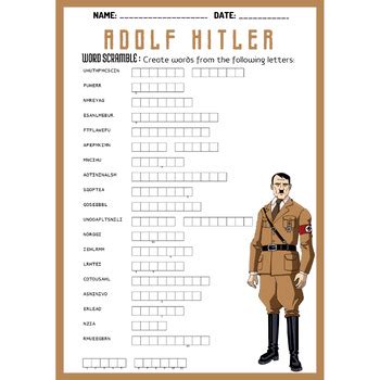 adolf hitler biography worksheet 5th