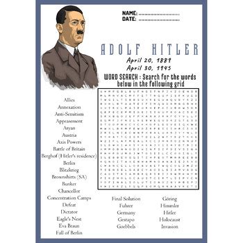 Adolf Hitler Worksheet   Hitler 039 S Legal Rise To Power Worksheet - Adolf Hitler Worksheet