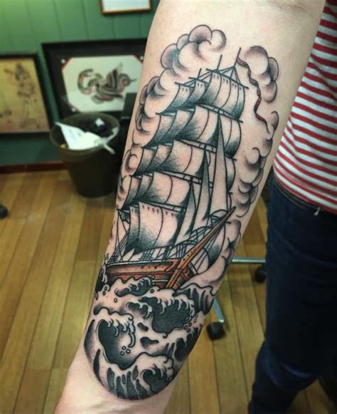 adrianhingTall ship on the forearm. Takk Amund! Done... Ship tattoo