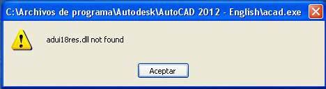 adui18resdll not found autocad 2010