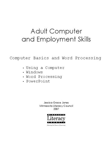 Adult Computer And Employment Skills Handout For 2nd 2nd Grade Computer Lessons - 2nd Grade Computer Lessons