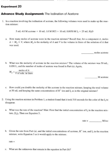 advance study assignment iodination of acetone answers