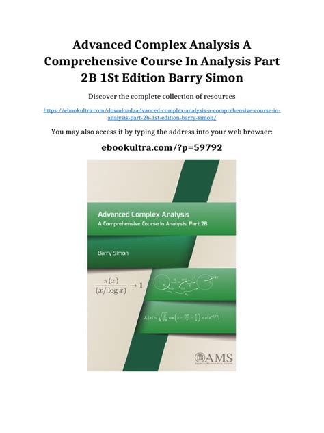 Advanced Complex Analysis A Comprehensive Course In Analysis Part 2b