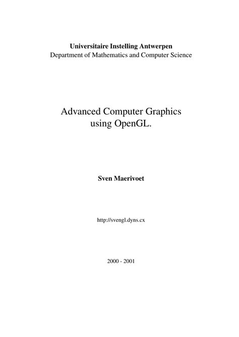 advanced computer graphics using opengl sven maerivoet