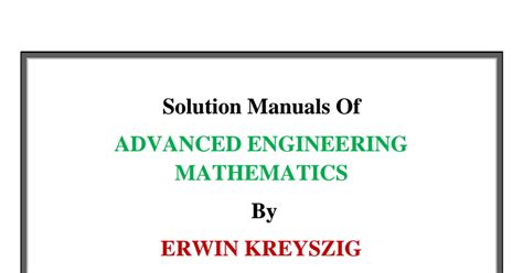 Advanced Engineering Mathematics Solution 9th Edition Erwin Kreyszig