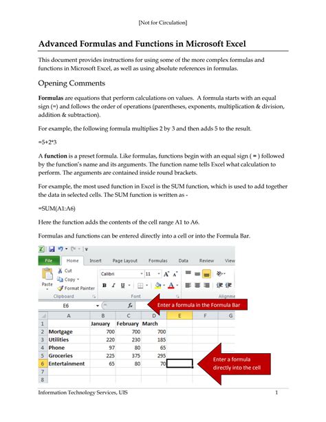 advanced formulas and functions in microsoft excel uis