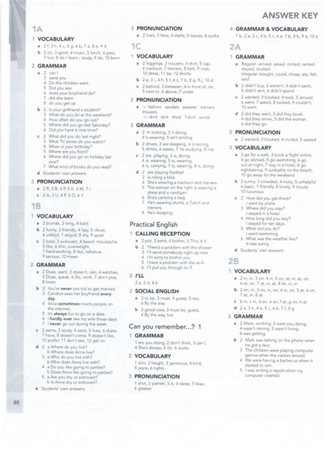 advanced grammar workbook key answer