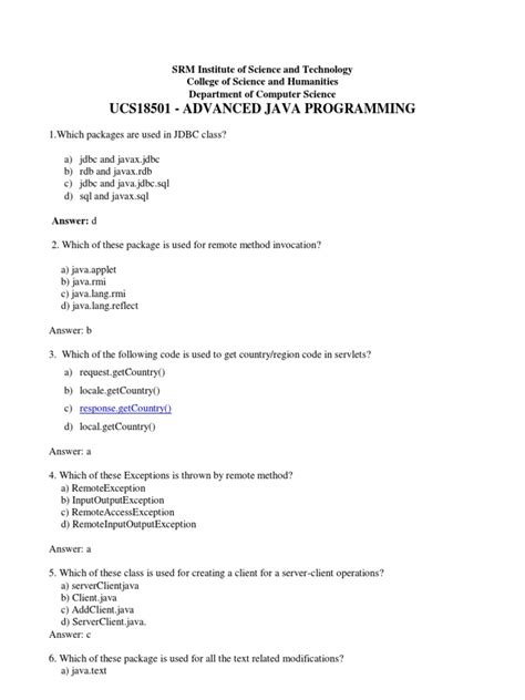 Advanced Java Mcq Questions With Answers