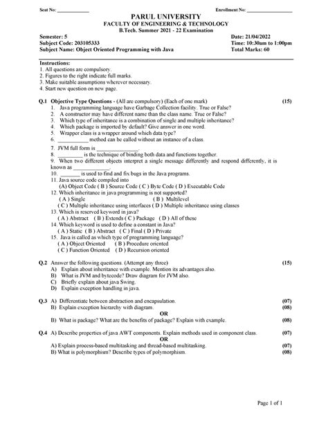 advanced java question paper