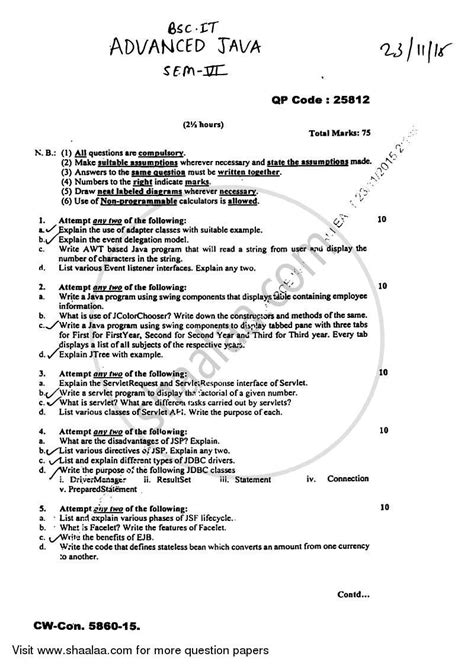 Advanced Java Question Paper Mumbai University