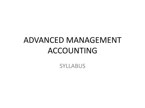 Advanced Management Accounting Solution