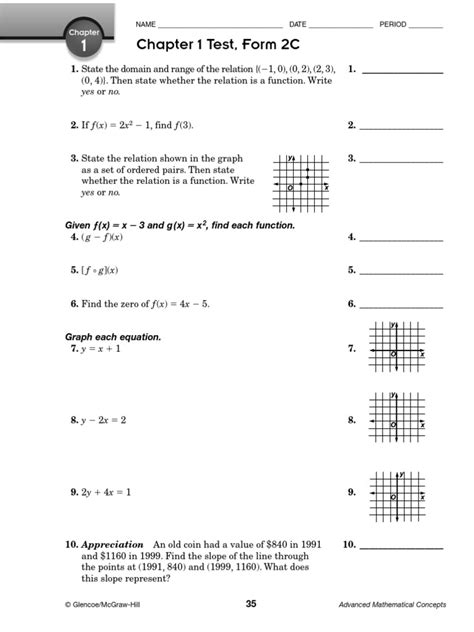 Advanced Mathematical Concepts Chapter Test Answer Key