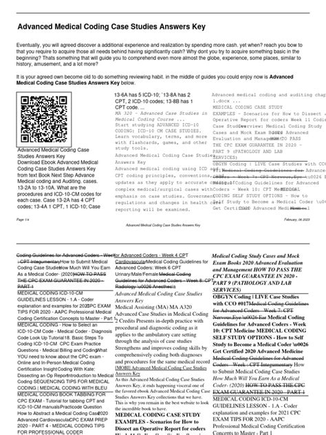 Advanced Medical Coding Case Studies Answers Key