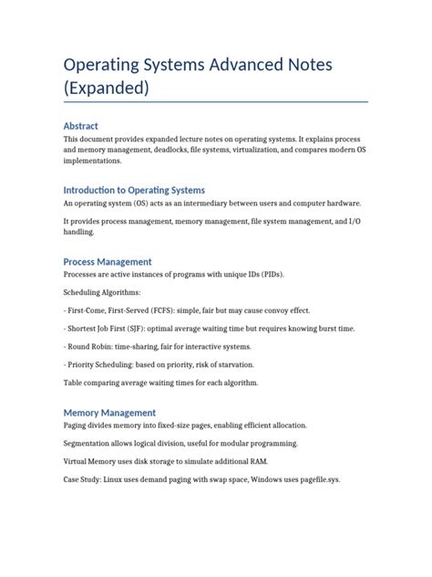 Advanced Operating Systems Researchgate