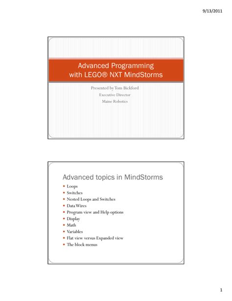 Advanced Programming With Lego Nxt Mindstorms