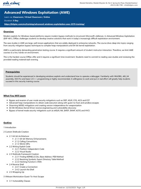 Advanced Windows Exploitation
