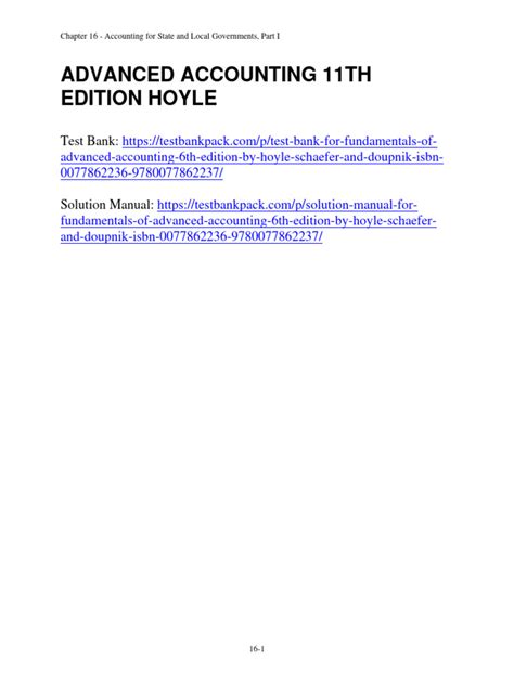 Download Advanced Accounting 11Th Edition Solutions Manual Hoyle 