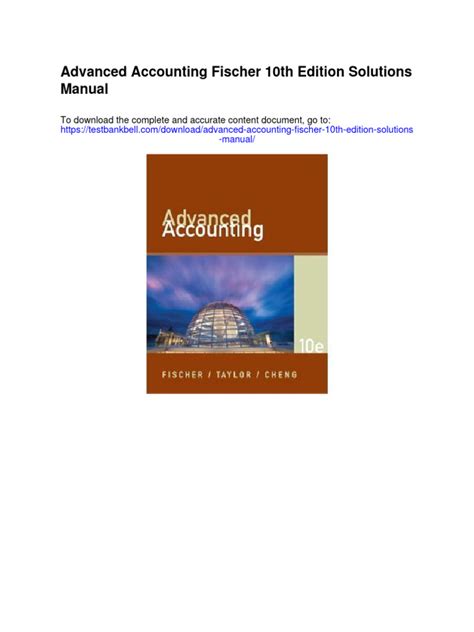 Full Download Advanced Accounting Fischer 10Th Edition Solutions Manual 