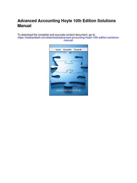 Full Download Advanced Accounting Hoyle 10Th Edition Solutions Chapter 4 