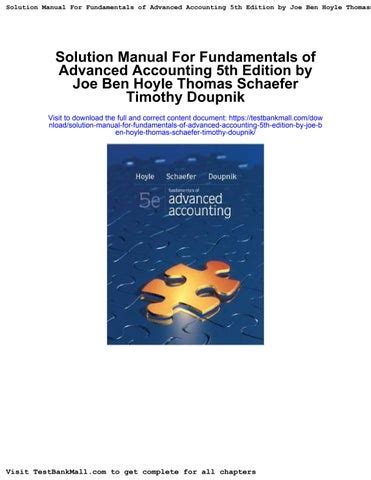 Full Download Advanced Accounting Hoyle 5Th Edition Chapter 4 Tutorial 