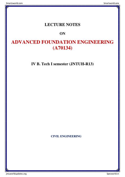 Full Download Advanced Foundation Engineering Lecture Notes 