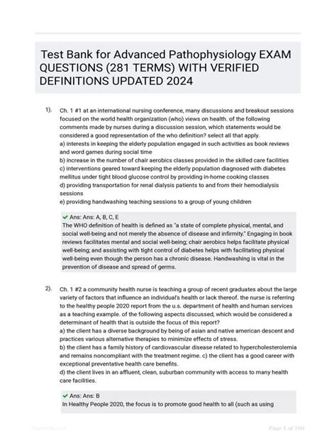 Read Online Advanced Pathophysiology Test Question Bank 