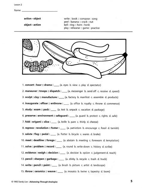 Advancing Through Analogies Answer Key Lesson 12
