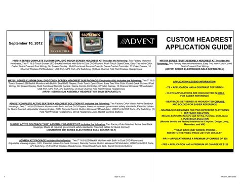 Read Advent Headrest Application Guide 