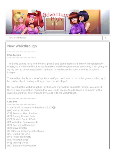 Adventure High Walkthrough All Scenes