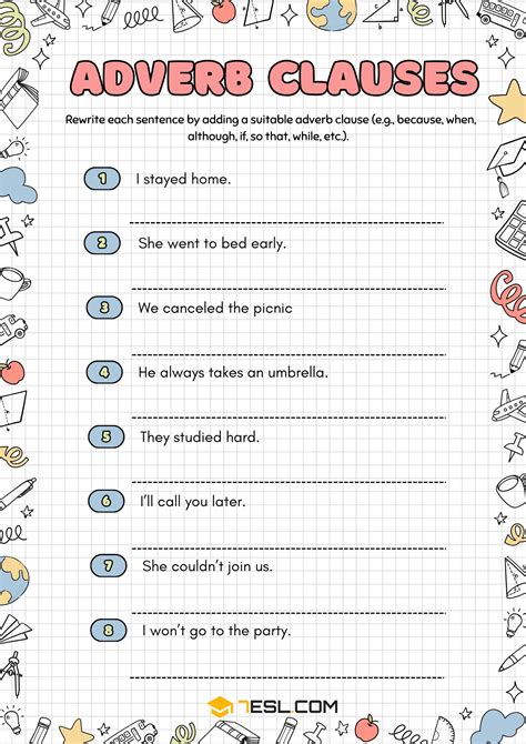 Adverb Clauses Exercises