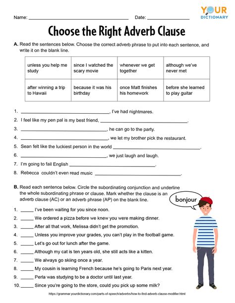 Adverb Clauses In Sentences Clause Worksheets Seventh Grade Clauses Worksheet - Seventh Grade Clauses Worksheet