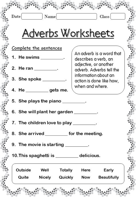 Adverb Worksheets For 3rd Grade Worksheets Master 3rd Grade Adverbs Worksheet - 3rd Grade Adverbs Worksheet