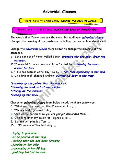 adverbial clauses exercises with answers