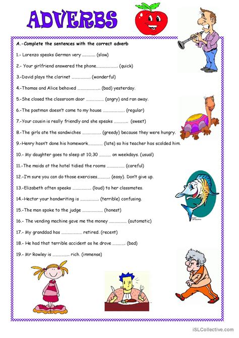 Adverbs Exercise Beginner Level Kinds Of Adverbs Exercises - Kinds Of Adverbs Exercises