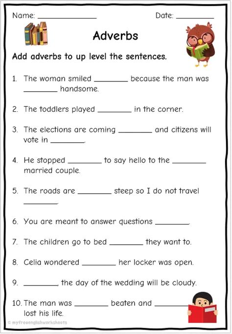 Adverbs In English For Class 4 Examples And English Adverb Worksheet 12th Grade - English Adverb Worksheet 12th Grade