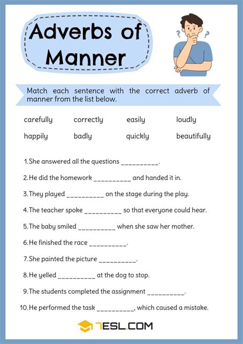 Adverbs Of Manner Exercises