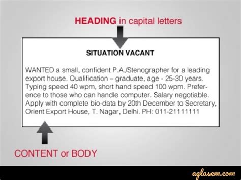 Advertisement Format For Class 12