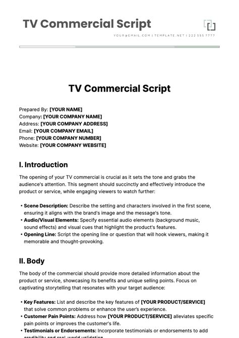 advertisement scripts sample