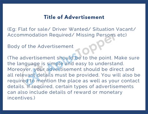 Advertisement Writing Format