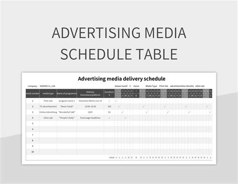 Advertising Schedule Template Excel
