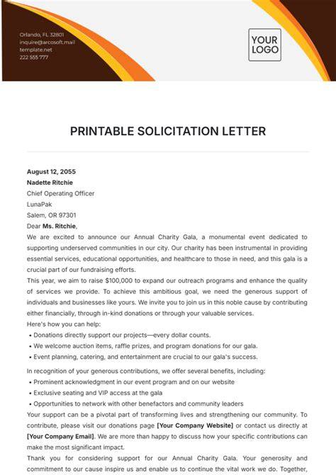 advertising solicitation letter template for church program