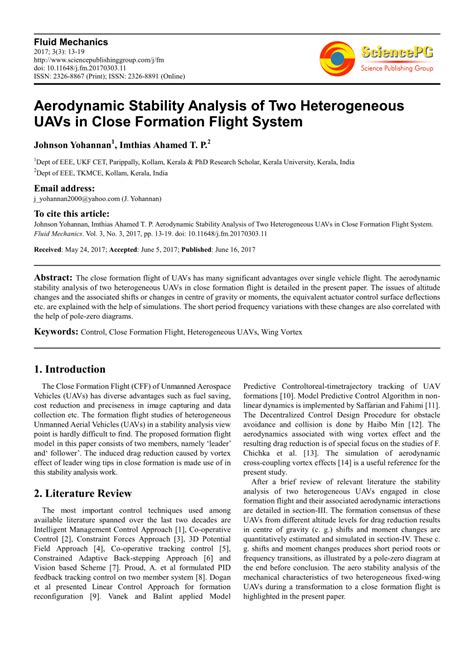 Aerodynamic Stability Analysis Of Two Heterogeneous Uavs