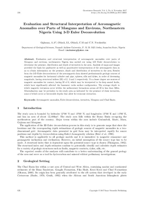 Aeromagnetic Structural Interpretation And Evaluation Of