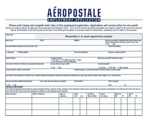 Read Aeropostale Paper Application 